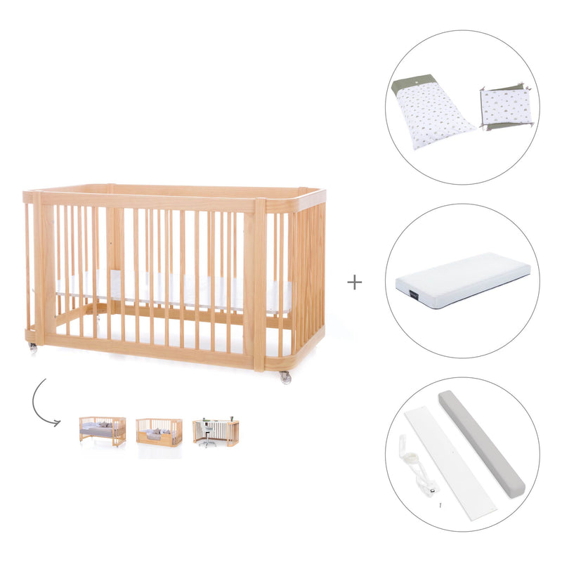 Lit bébé-Lit d'enfant 70x140 cm (3in1) en bois · Crea Due Nomad C300-M5000