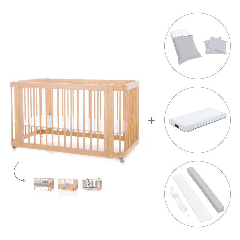 Lit bébé-Lit d'enfant 70x140 cm (3in1) en bois · Crea Due Nomad C300-M5000