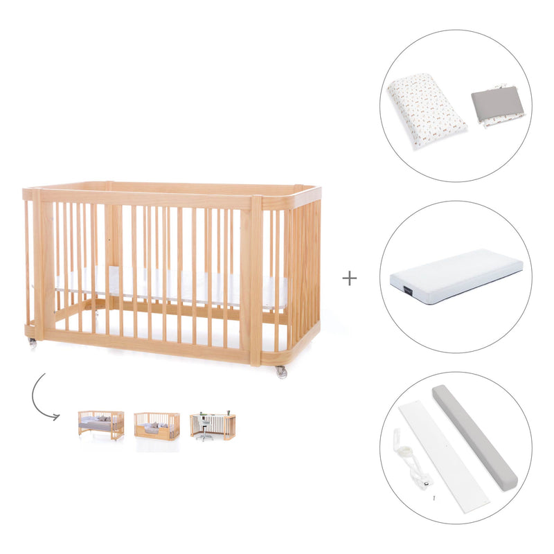 Lit bébé-Lit d'enfant 70x140 cm (3in1) en bois · Crea Due Nomad C300-M5000