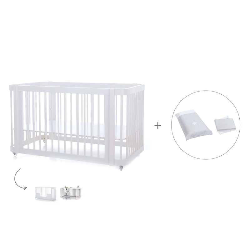 Lit bébé-lit d'enfant 70x140 cm (3in1) en blanc · Crea Due Bianco C300-M1100