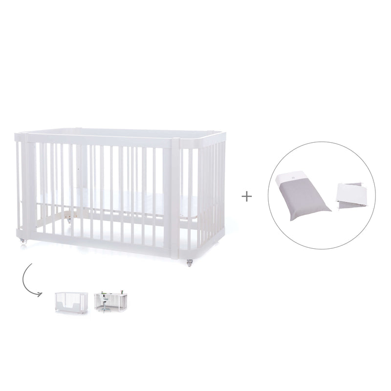 Lit bébé-lit d'enfant 70x140 cm (3in1) en blanc · Crea Due Bianco C300-M1100