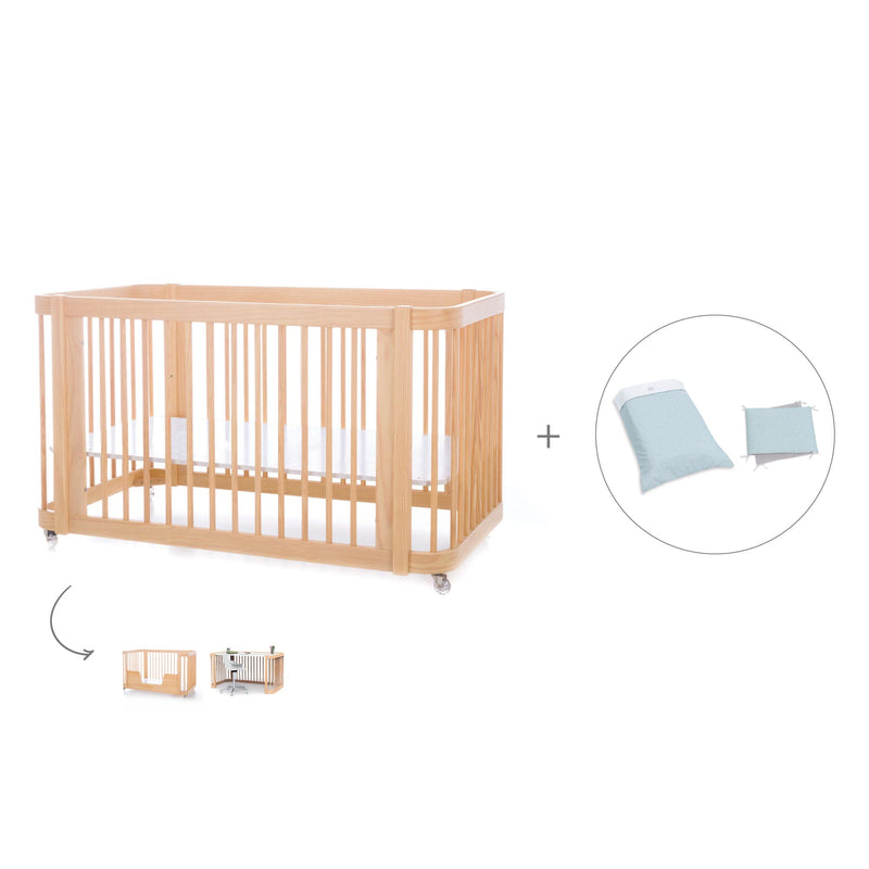 Baby cot-toddler bed (3in1) 70x140 cm wood · Crea Due Nomad C300-M5000