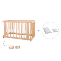 Baby cot-toddler bed (3in1) 70x140 cm wood · Crea Due Nomad C300-M5000