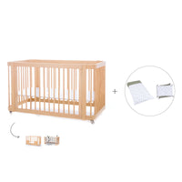 Baby cot-toddler bed (3in1) 70x140 cm wood · Crea Due Nomad C300-M5000