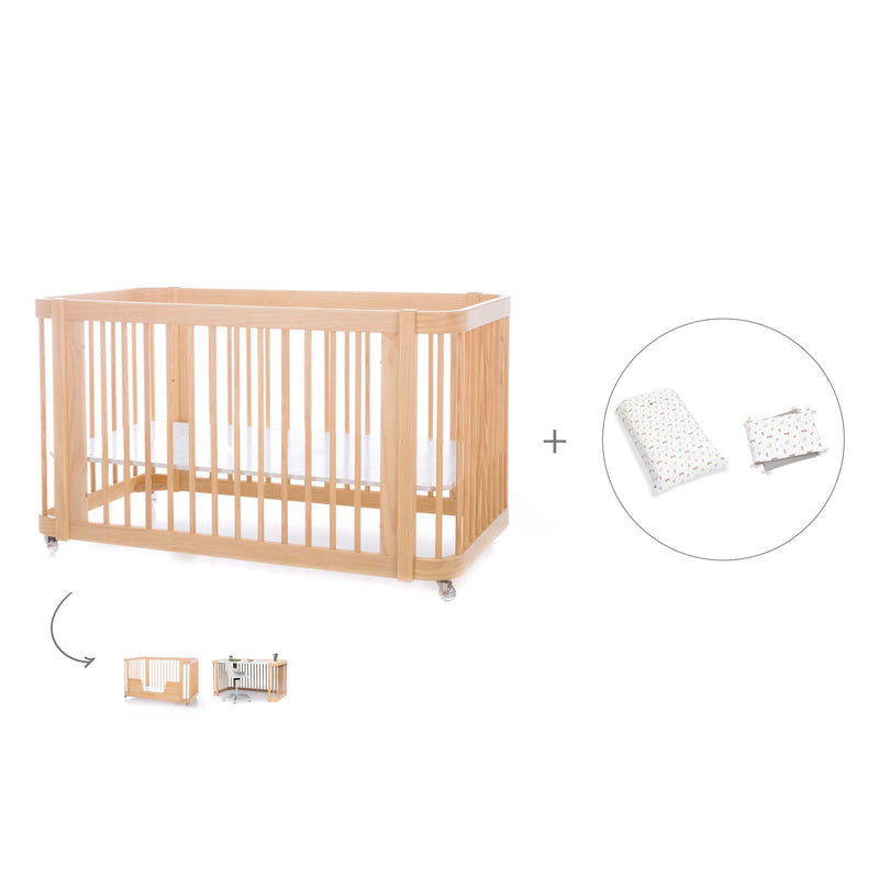 Lit bébé-Lit d'enfant 70x140 cm (3in1) en bois · Crea Due Nomad C300-M5000