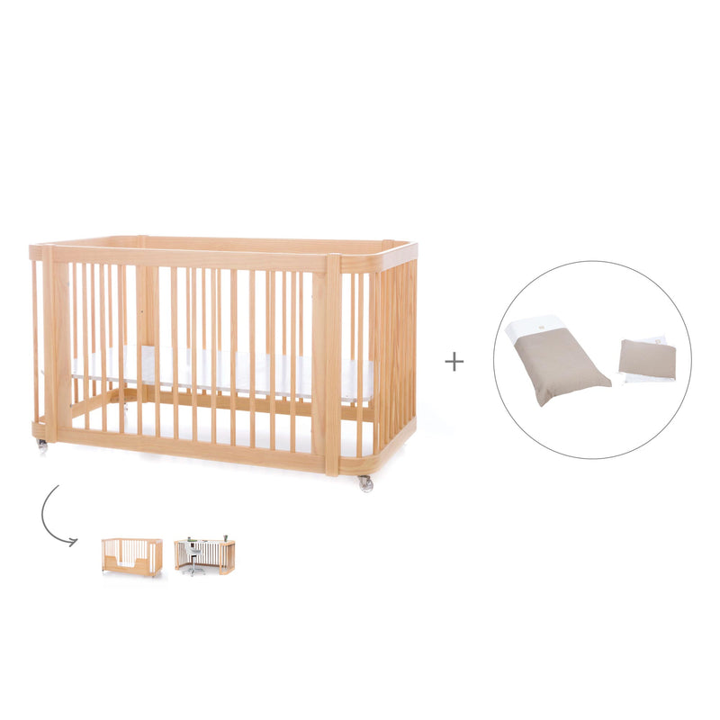 Lit bébé-Lit d'enfant 70x140 cm (3in1) en bois · Crea Due Nomad C300-M5000