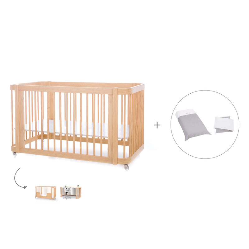 Baby cot-toddler bed (3in1) 70x140 cm wood · Crea Due Nomad C300-M5000