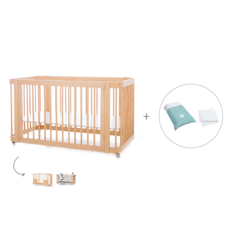 Baby cot-toddler bed (3in1) 70x140 cm wood · Crea Due Nomad C300-M5000