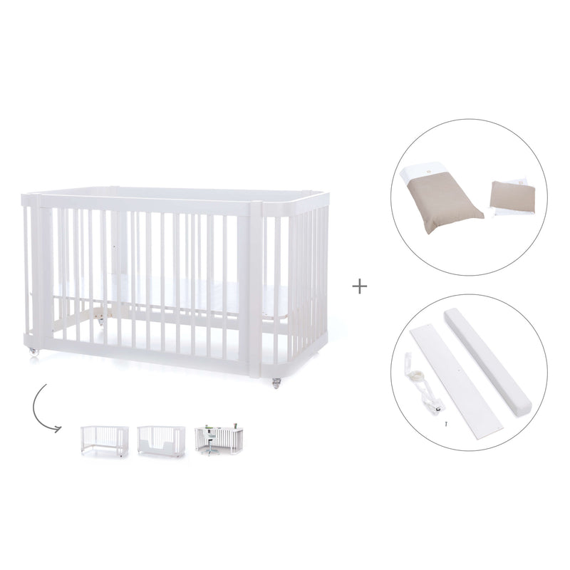 Lit bébé-lit d'enfant 70x140 cm (3in1) en blanc · Crea Due Bianco C300-M1100