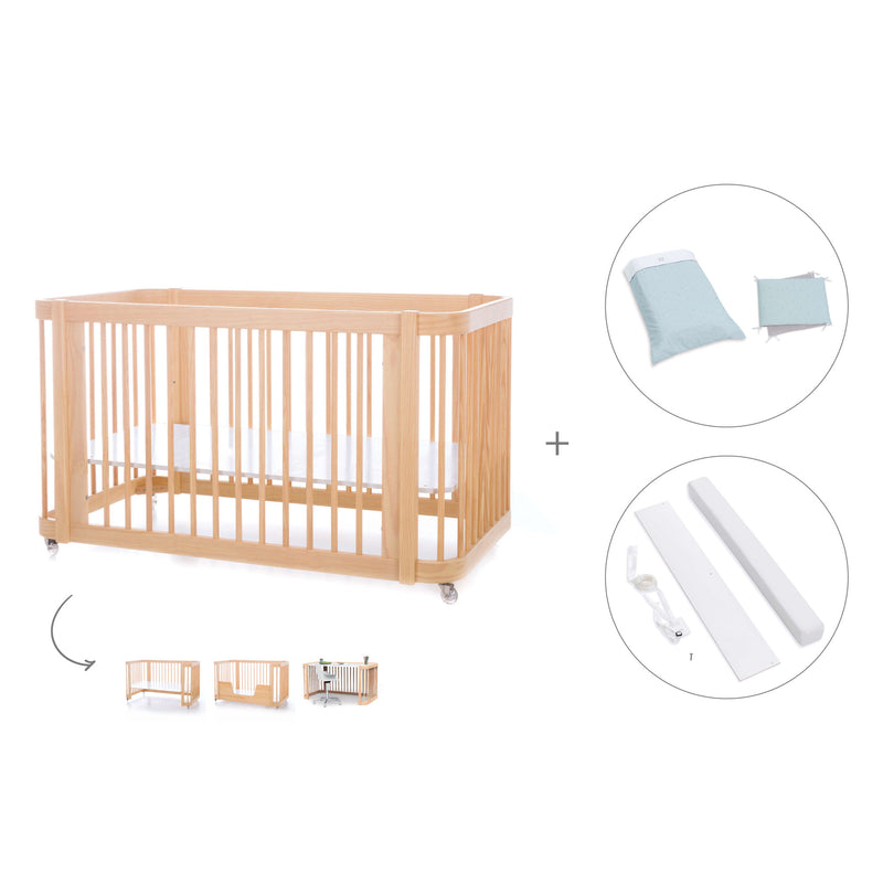 Baby cot-toddler bed (3in1) 70x140 cm wood · Crea Due Nomad C300-M5000