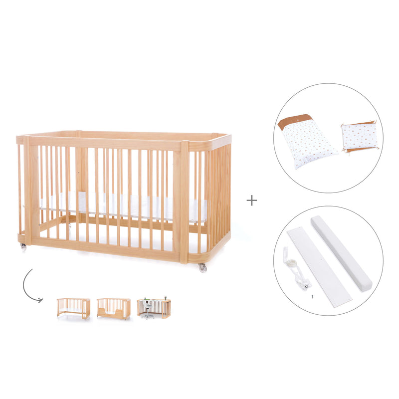 Baby cot-toddler bed (3in1) 70x140 cm wood · Crea Due Nomad C300-M5000