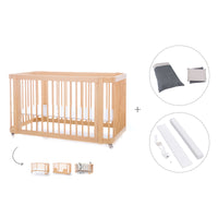 Baby cot-toddler bed (3in1) 70x140 cm wood · Crea Due Nomad C300-M5000