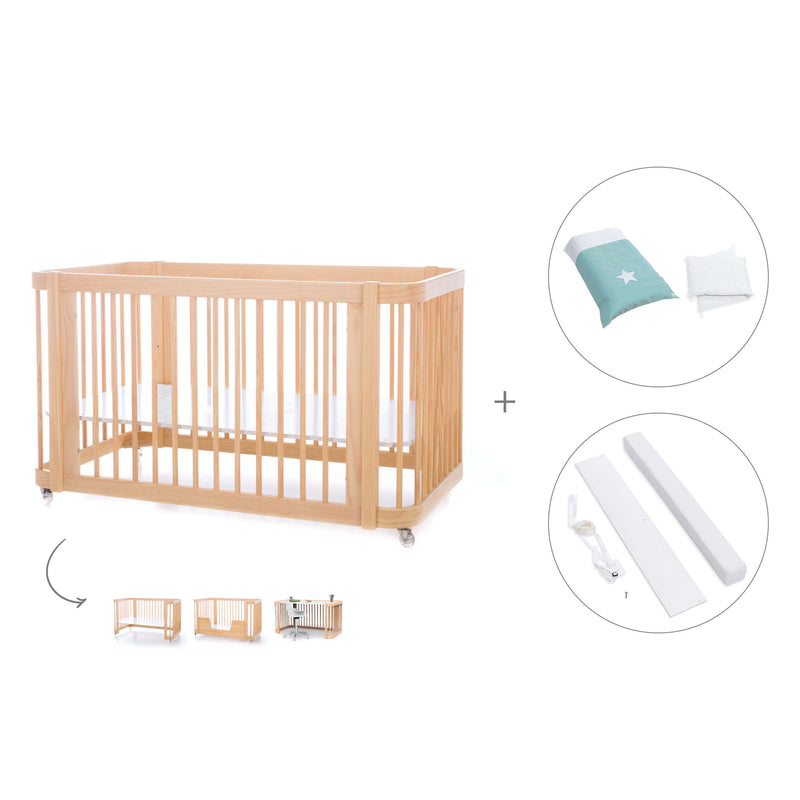 Baby cot-toddler bed (3in1) 70x140 cm wood · Crea Due Nomad C300-M5000