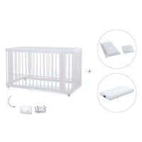 Lit bébé-lit d'enfant 70x140 cm (3in1) en blanc · Crea Due Bianco C300-M1100