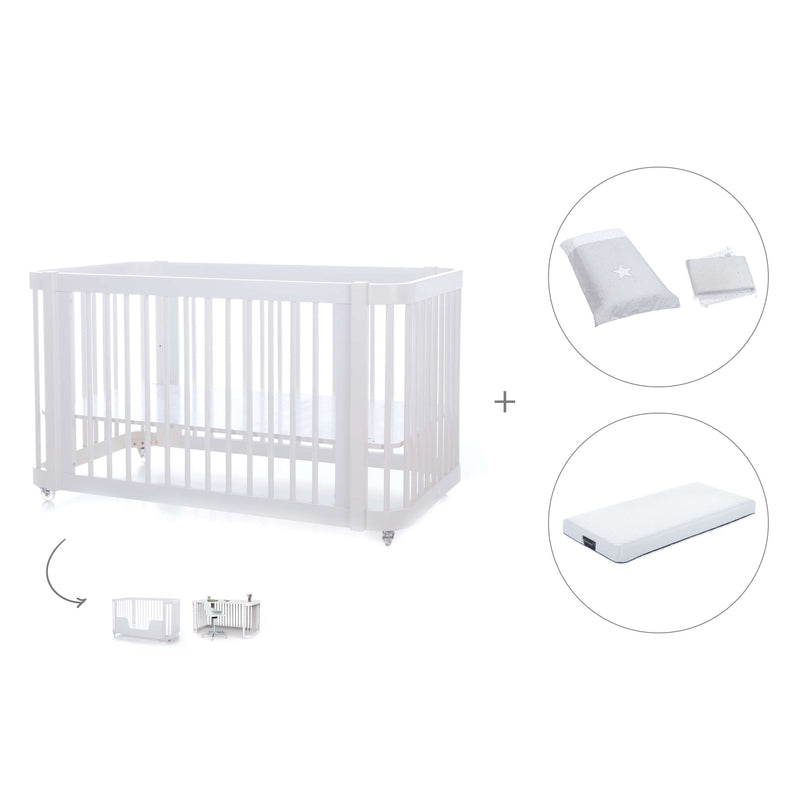 Babybett-Bett (3in1) 70x140 cm weiß · Crea Due Bianco C300-M1100