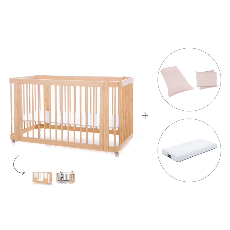 Baby cot-toddler bed (3in1) 70x140 cm wood · Crea Due Nomad C300-M5000