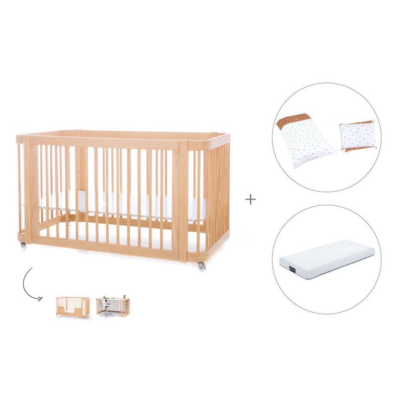 Lit bébé-Lit d'enfant 70x140 cm (3in1) en bois · Crea Due Nomad C300-M5000