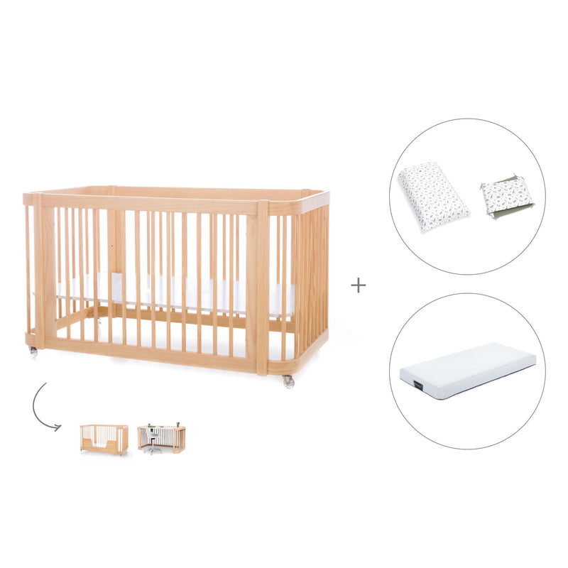 Baby cot-toddler bed (3in1) 70x140 cm wood · Crea Due Nomad C300-M5000