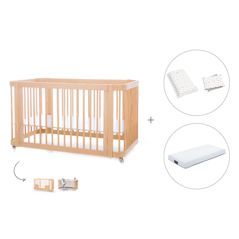 Baby cot-toddler bed (3in1) 70x140 cm wood · Crea Due Nomad C300-M5000