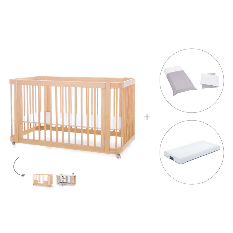 Baby cot-toddler bed (3in1) 70x140 cm wood · Crea Due Nomad C300-M5000