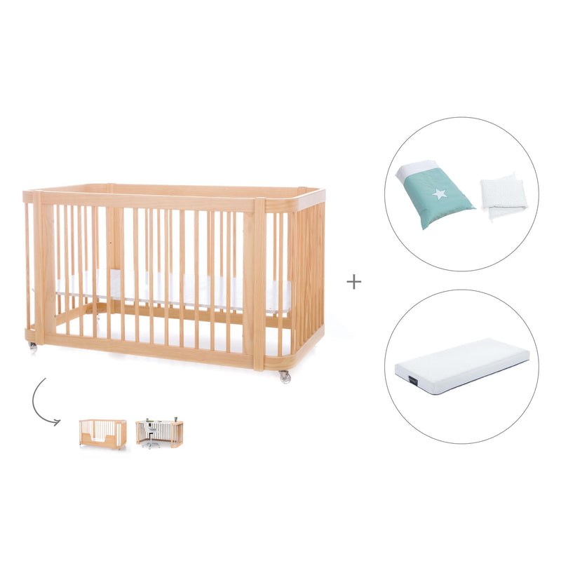 Lit bébé-Lit d'enfant 70x140 cm (3in1) en bois · Crea Due Nomad C300-M5000