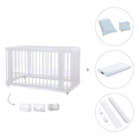 Lit bébé-lit d'enfant 70x140 cm (3in1) en blanc · Crea Due Bianco C300-M1100