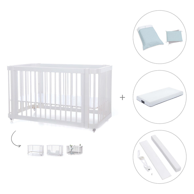 Babybett-Bett (3in1) 70x140 cm weiß · Crea Due Bianco C300-M1100