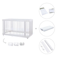 Lit bébé-lit d'enfant 70x140 cm (3in1) en blanc · Crea Due Bianco C300-M1100