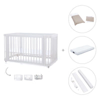 Lit bébé-lit d'enfant 70x140 cm (3in1) en blanc · Crea Due Bianco C300-M1100