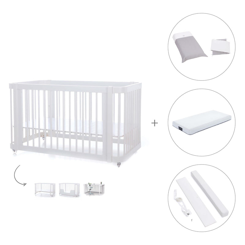 Babybett-Bett (3in1) 70x140 cm weiß · Crea Due Bianco C300-M1100