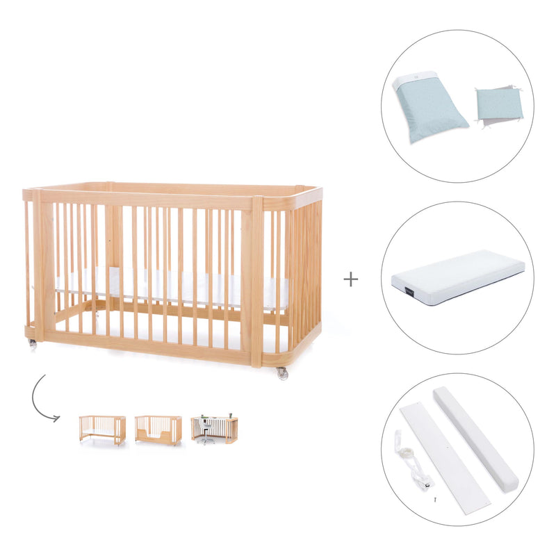 Lit bébé-Lit d'enfant 70x140 cm (3in1) en bois · Crea Due Nomad C300-M5000