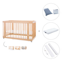 Baby cot-toddler bed (3in1) 70x140 cm wood · Crea Due Nomad C300-M5000