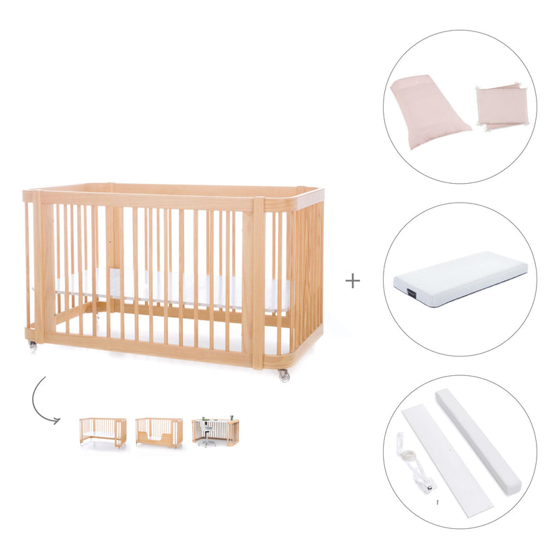 Baby cot-toddler bed (3in1) 70x140 cm wood · Crea Due Nomad C300-M5000