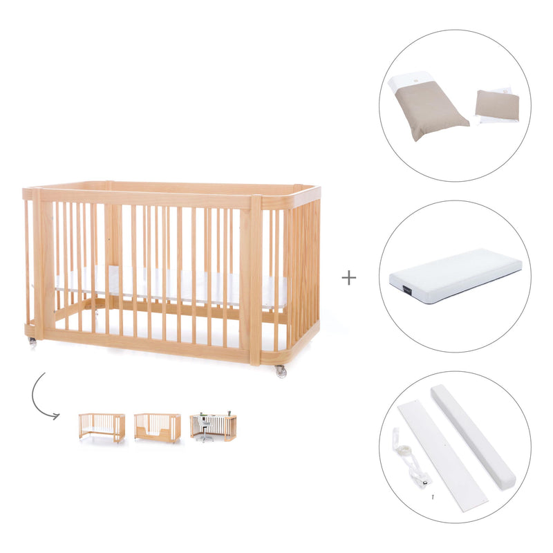 Lit bébé-Lit d'enfant 70x140 cm (3in1) en bois · Crea Due Nomad C300-M5000