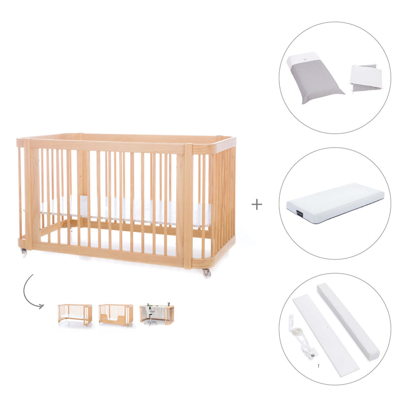 Baby cot-toddler bed (3in1) 70x140 cm wood · Crea Due Nomad C300-M5000