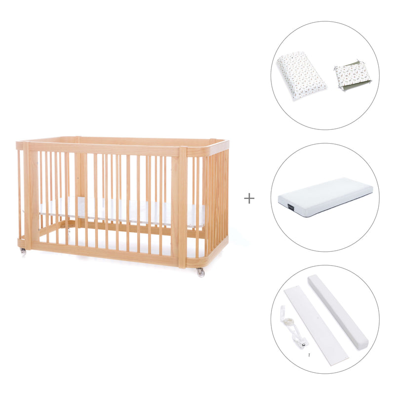 Baby cot-toddler bed (3in1) 70x140 cm wood · Crea Due Nomad C300-M5000