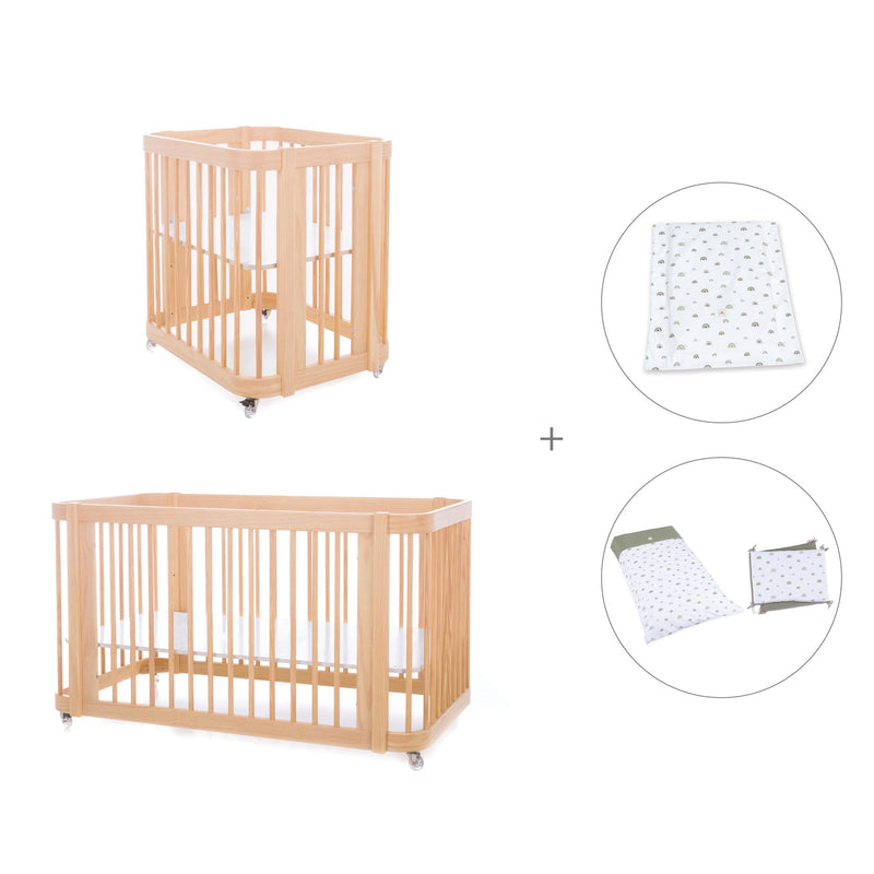 Wooden crib, cot and bed all-in-one (4in1) · Crea Tre Nomad C301-M5000