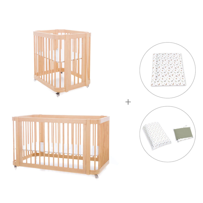 Wooden crib, cot and bed all-in-one (4in1) · Crea Tre Nomad C301-M5000