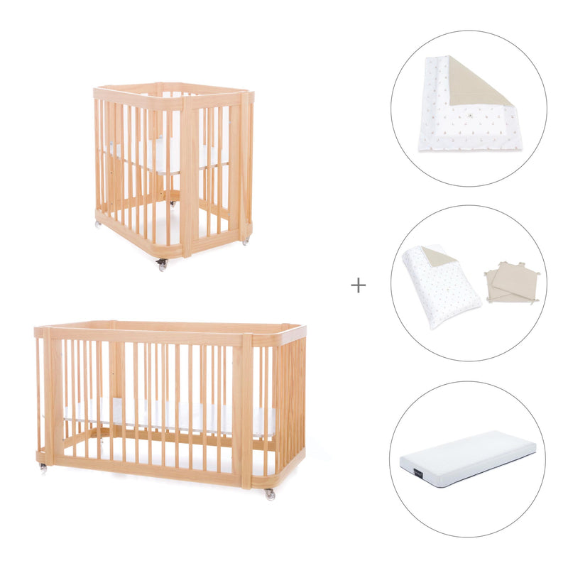 Wooden crib, cot and bed all-in-one (4in1) · Crea Tre Nomad C301-M5000
