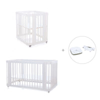 Babywiege, Babybett und Bett All-in-One (4in1) weiß · Crea Tre Bianco C301-M1100