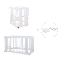 Babywiege, Babybett und Bett All-in-One (4in1) weiß · Crea Tre Bianco C301-M1100