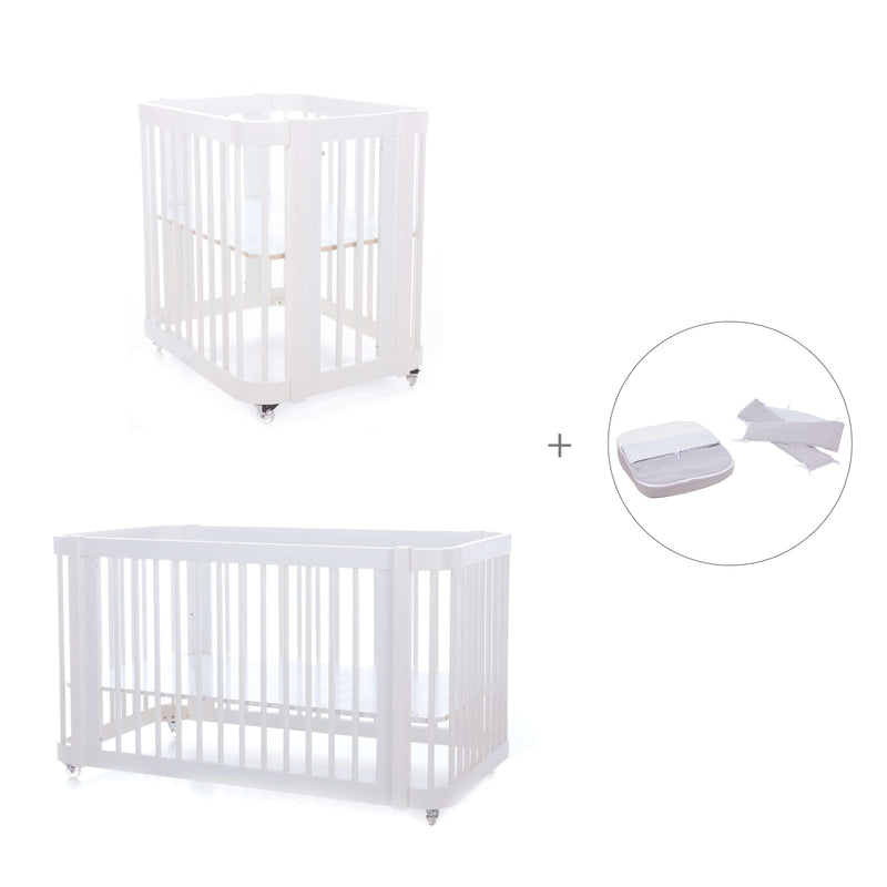 White crib, cot and bed all-in-one (4in1) · Crea Tre Bianco C301-M1100