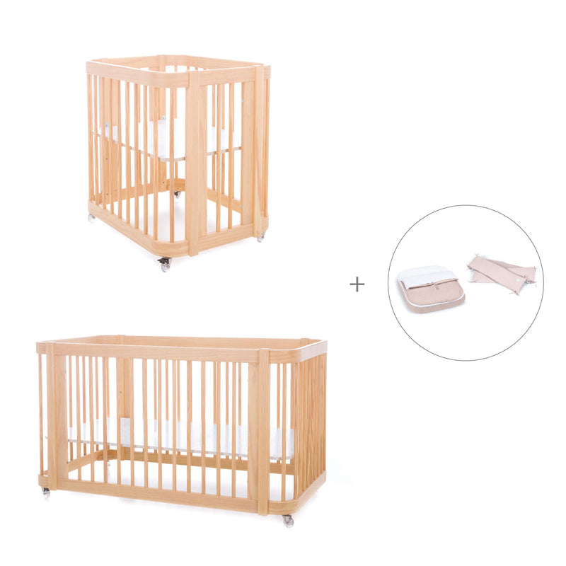 Wooden crib, cot and bed all-in-one (4in1) · Crea Tre Nomad C301-M5000