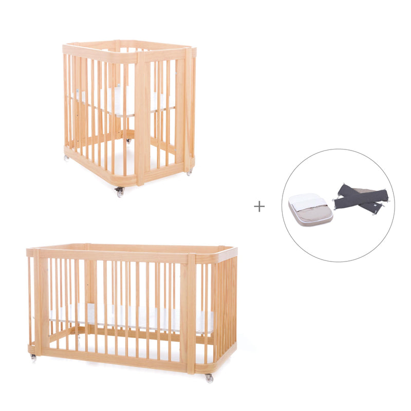 Berceau, lit bébé et lit d'enfant (4in1) en bois · Crea Tre Nomad C301-M5000