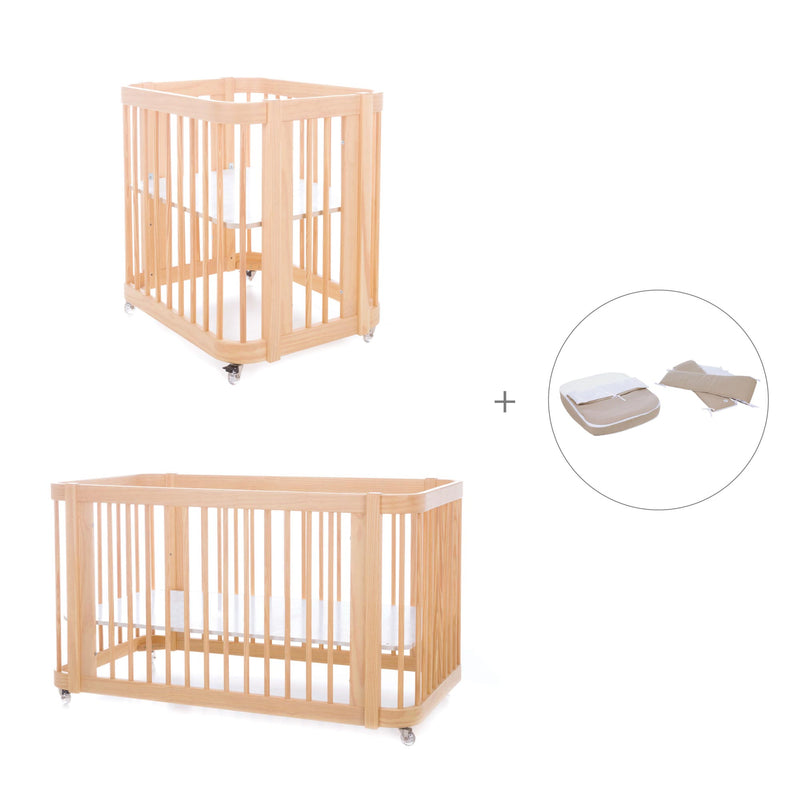 Wooden crib, cot and bed all-in-one (4in1) · Crea Tre Nomad C301-M5000