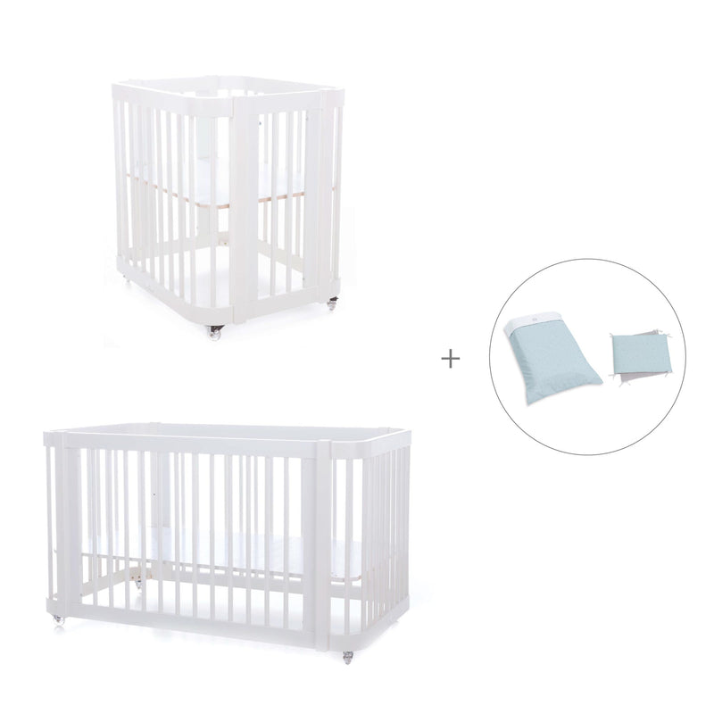 Babywiege, Babybett und Bett All-in-One (4in1) weiß · Crea Tre Bianco C301-M1100