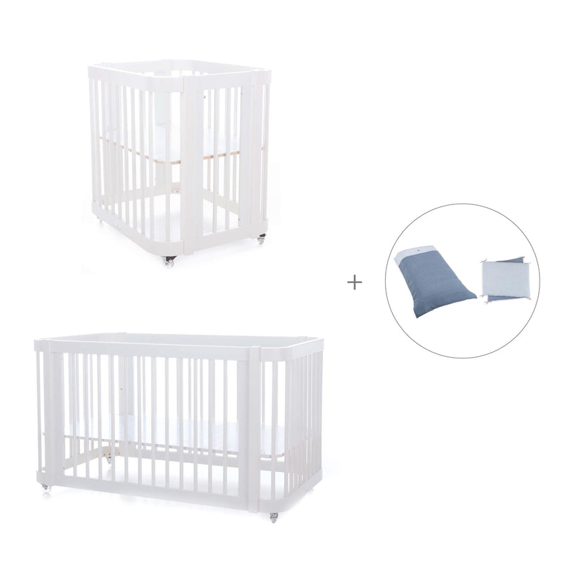 Babywiege, Babybett und Bett All-in-One (4in1) weiß · Crea Tre Bianco C301-M1100