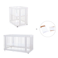 Babywiege, Babybett und Bett All-in-One (4in1) weiß · Crea Tre Bianco C301-M1100