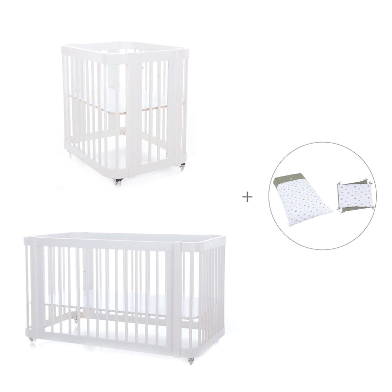 Babywiege, Babybett und Bett All-in-One (4in1) weiß · Crea Tre Bianco C301-M1100