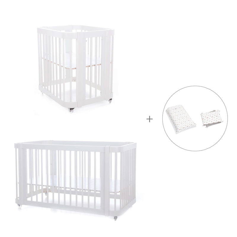 Babywiege, Babybett und Bett All-in-One (4in1) weiß · Crea Tre Bianco C301-M1100